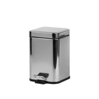 Square polished stainless steel dustbin, 3L | Amonn