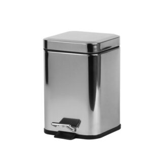 Square polished stainless steel dustbin, 6L | Amonn