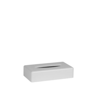 Rectangular tissue holder in glossy white ABS | Amonn