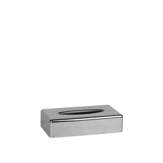 Rectangular tissue holder in glossy silver ABS | Amonn
