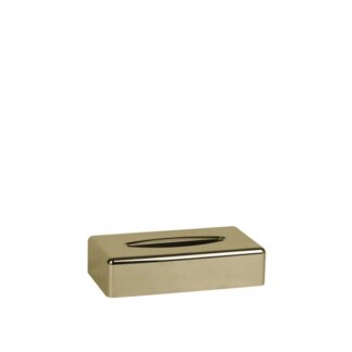 Rectangular tissue holder in glossy gold ABS | Amonn