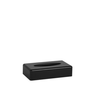 Rectangular tissue holder in glossy black ABS | Amonn
