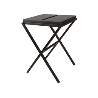 Folding bathroom stool in black metal - Neliö-