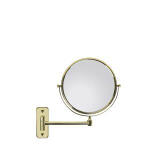 Double-sided magnifying mirror in gold-plated brass - Ø20cm | Amonn