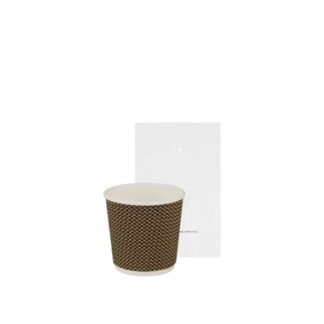 Biodegradable cardboard cup with brown 3D pattern, bagged, 115ml - 700pcs | Amonn