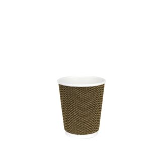 Biodegradable cardboard cup with brown 3D pattern, 240ml - 500pcs | Amonn