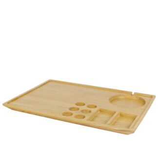 Tablett aus naturfarbenem Holz für Wasserkocher und Kaffeemaschiene - 53x36,8xh3cm | Amonn