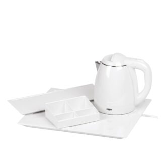  Kit bollitore completo di bollitore elettrico bianco e accessori in melamina bianca, 1,2L - 1350W | Amonn