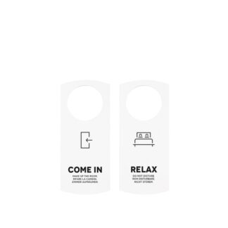 'Do not disturb/Make up the room' door hanger in white forex - 9xh21cm | Amonn