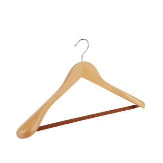 Natural beechwood clothes hanger, chromed hook - 50pcs | Amonn