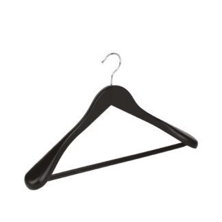Black beechwood clothes hanger, chromed hook - 50pcs | Amonn