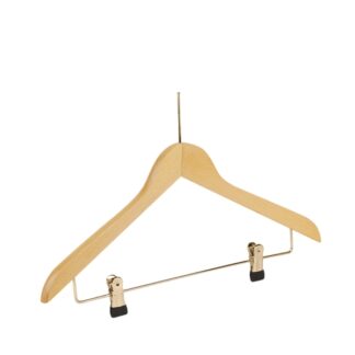 Natural beechwood clothes hanger, goldener pin - 50pcs | Amonn