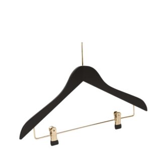 Black beechwood clothes hanger, goldener pin - 50pcs | Amonn