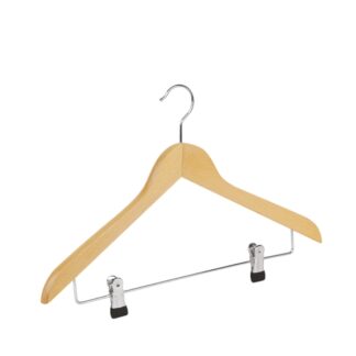 Natural beechwood clothes hanger, chromed hook - 50pcs | Amonn
