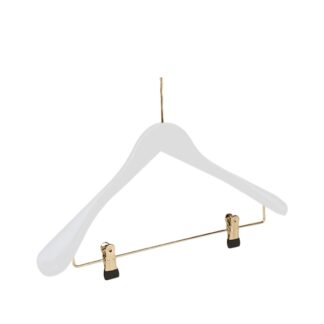 White beechwood clothes hanger, goldener pin - 50pcs | Amonn