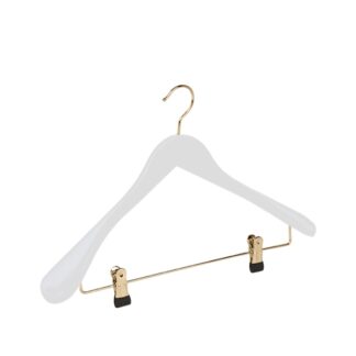 White beechwood clothes hanger, goldener hook - 50pcs | Amonn