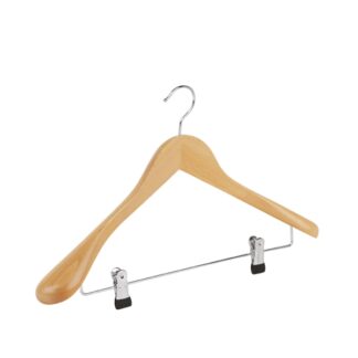 Gruccia in legno di faggio naturale, gancio nichelato - 50pz | Amonn