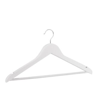 White lotus wood clothes hanger, chromed hook - 50pcs | Amonn