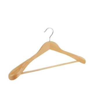 Natural lotus wood clothes hanger, chromed hook - 50pcs | Amonn