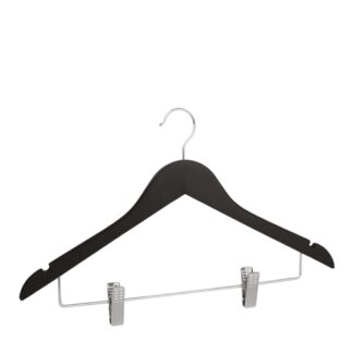 Black lotus wood clothes hanger, chromed hook - 50pcs | Amonn