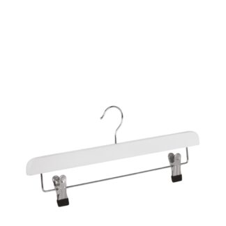 White lotus wood skirt/trouser hanger, chromed hook - 100pcs | Amonn