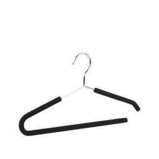 Chromed steel clothes hanger with black expanded foam coating and hook - 50pcs | Amonn