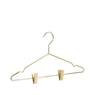 Golden steel clothes hanger with hook and adjustable clips - 50pcs | Amonn