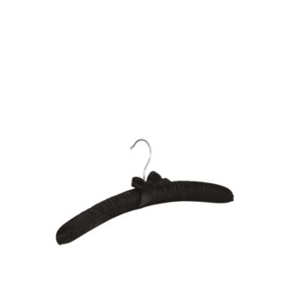 Black padded satin clothes hanger, chromed hook - 100pcs | Amonn