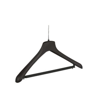 Black plastic clothes hanger with rod, chromed pin - 100pcs | Amonn