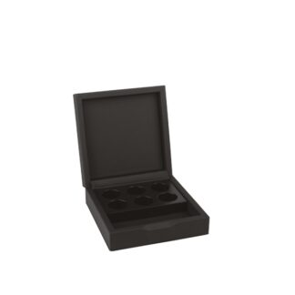 Cofanetto porta capsule e bustine in ecopelle nera - 16,2x16,2xh5,5cm | Amonn