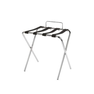 Klappbarer Koffeständer aus verchromtem Edelstahl und schwarze Tragegurten - 56x42xh58/67cm | Amonn