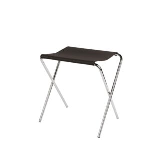 Reggivaligia richiudibile in acciaio cromato e fascia nera - 56x54xh58cm | Amonn