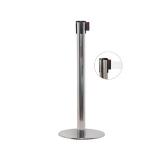 Barrier pole in polished steel and with white strap | Amonn