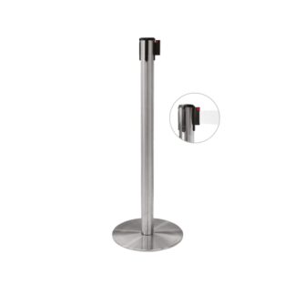 Barrier pole in satin steel and with white strap | Amonn