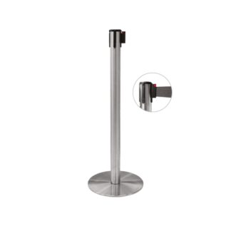 Barrier pole in satin steel and with black strap | Amonn