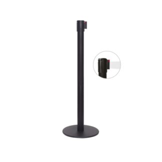 Colonna di delimitazione in metallo nero e nastro bianco | Amonn