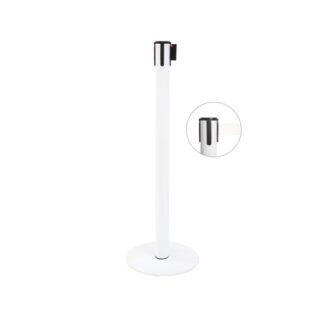 Colonna di delimitazione in metallo bianco e nastro bianco | Amonn