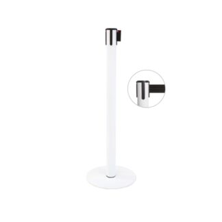 Barrier pole in white metal and with black strap | Amonn