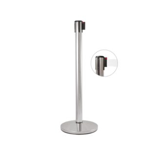 Barrier pole in polished steel and with white strap | Amonn