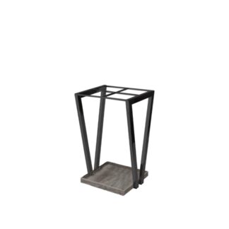 Schirmständer aus anthrazitfarbenem Edelstahl und Basis aus grauem Holz | Steel Line