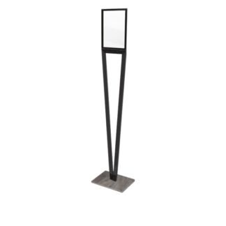 Information display in anthracite painted stainless steel and grey wooden base | Steel Line