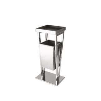 Bin with ashtray in polished stainless steel | Steel Line