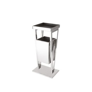 Bin with ashtray in satin-finished stainless steel | Steel Line