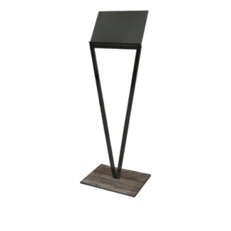 Information stand in anthracite stainless steel and gray wooden base, 50x37xh140cm | Steel Line