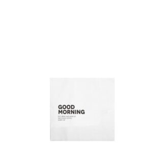 Serviette aus weißem Zellulose mit 'Good Morning' Fantasie, 33x33cm, 4-gefalten - 1000Stk | Amonn