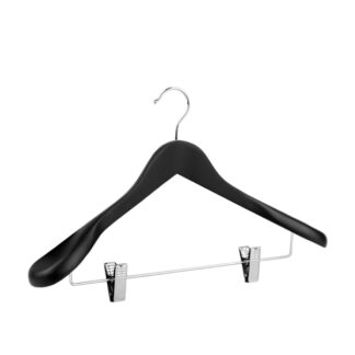 White lotus wood clothes hanger, chromed hook - 50pcs | Amonn