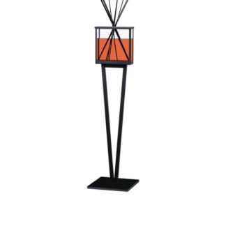 Steel Line - Raumduftdiffuser auf Standsäule, dreieckige Strujktur aus schwarz lackiertem Edelstahl, Behälter aus Glas, 27x27x130h cm.