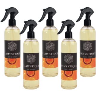 Confezione da 5 profumatori per ambienti e tessuti, fragranza Oud & Miele, 500 ml