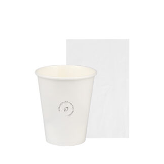 Disposable cup in cardboard, biodegradable and compostable, bagged, 275ml - 800pcs | Amonn